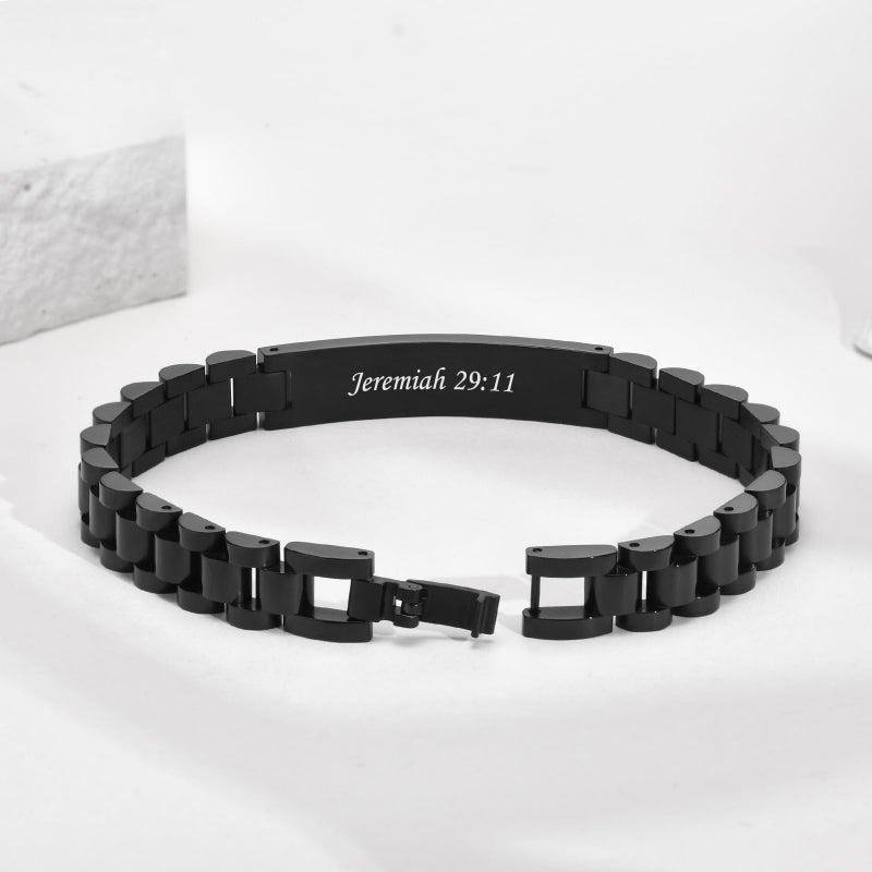 VNOX Christian Bracelet for Men | Personalized Bracelet for Men Bible Verse Scripture Bracelets Mens Inspirational Bracelets Cross Chain Link Bracelet, Religious Christian Gifts for Men,Style 3 - Image 2
